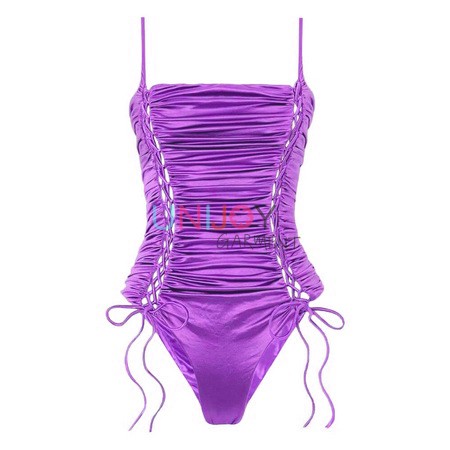 UNWMBK-250501-Bañador de una pieza de satén personalizado con fruncido y colores brillantes