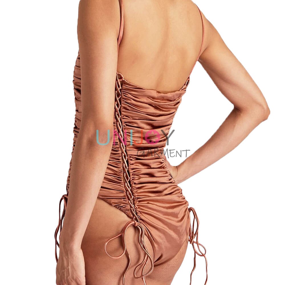 UNWMOP-250501-Silk Satin Swimsuit Custom Color One-piece Bathing Suits