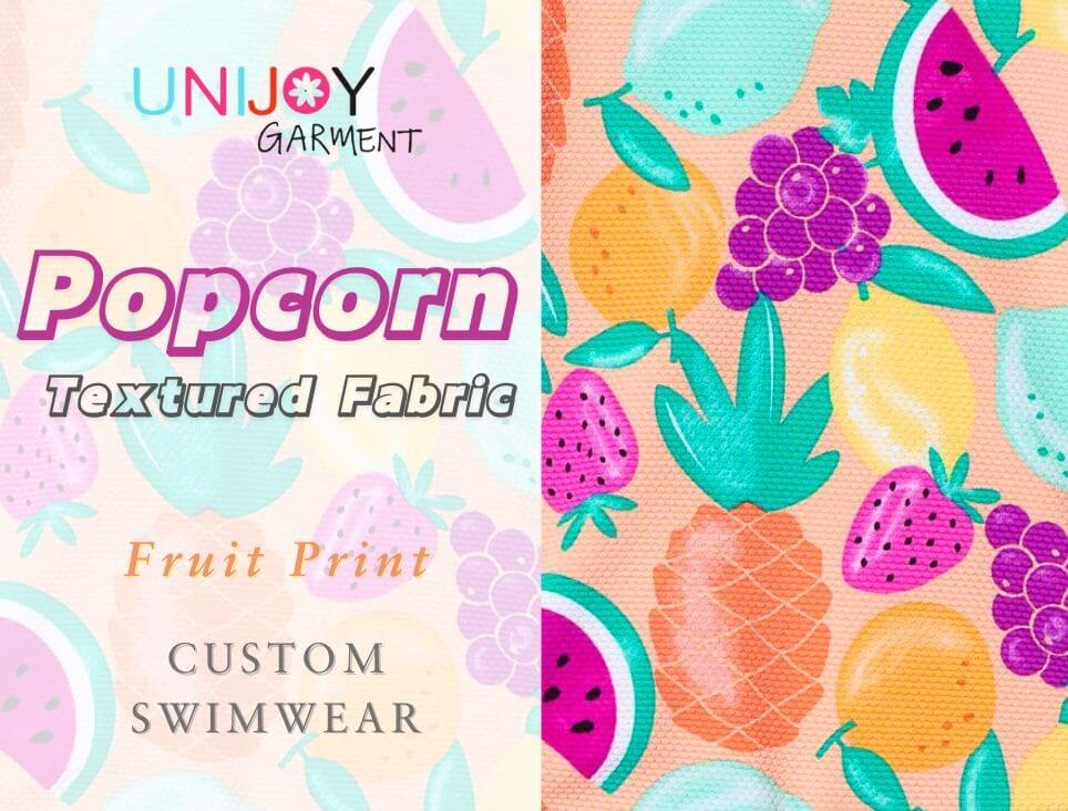 Popcorn Textured Fabric - Fruit Print Custom Swimwear