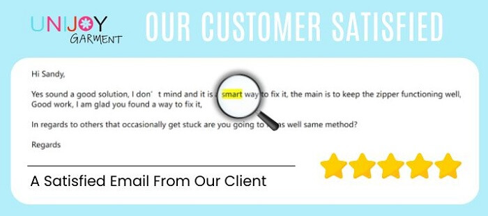 Unijoy Swimwear Manufacturer- Customer Satisfied Email