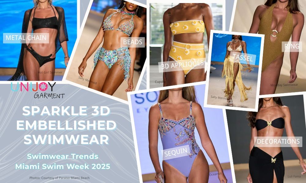 Tendencias en trajes de baño personalizados Unijoy: Glamour táctil - Bañadores con adornos 3D brillantes
