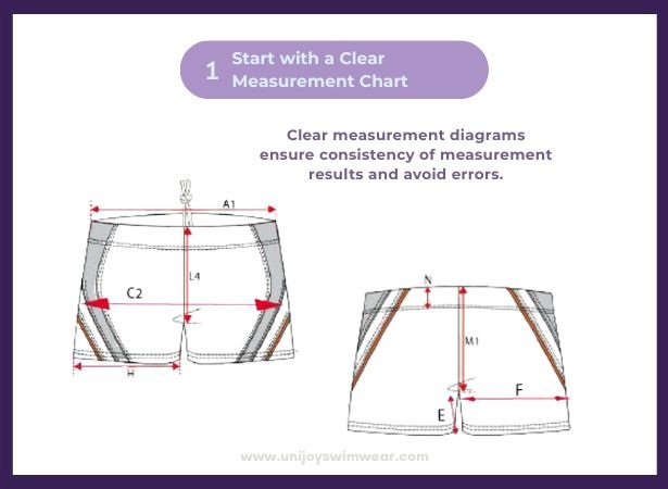 Como medir roupas de banho - Passo 1: Comece com uma tabela de medidas clara.