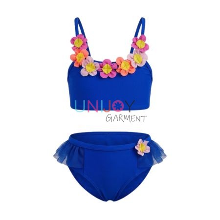 zweiteiliger Tankini-Badeanzug für Mädchen in Königsblau