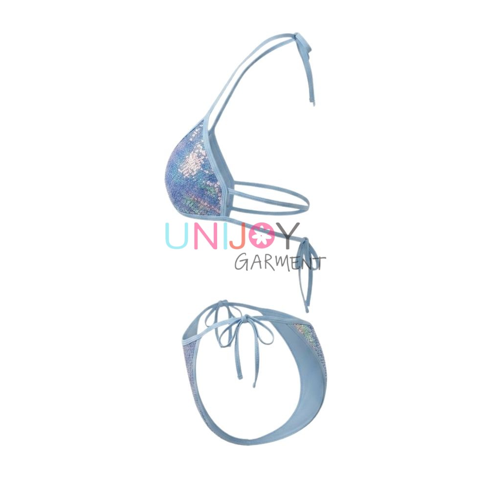 UNLBK2606 - Maßgefertigtes Pailletten-String-Bikini-Set für Damen