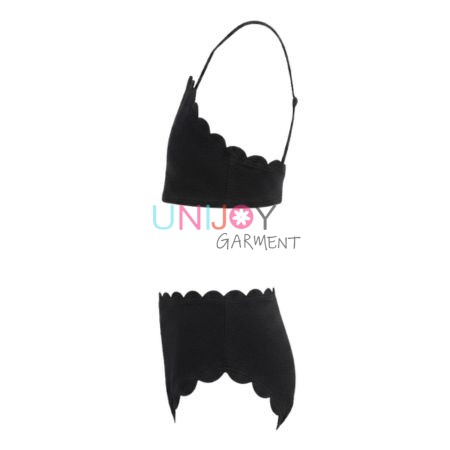 UNGBK260720-Girls Scalloped Trim Bikini Set