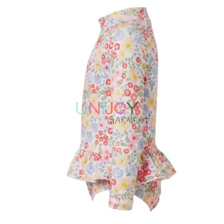UNGR260810-Girls Long-Sleeve Floral Rash Guard Swimsuit