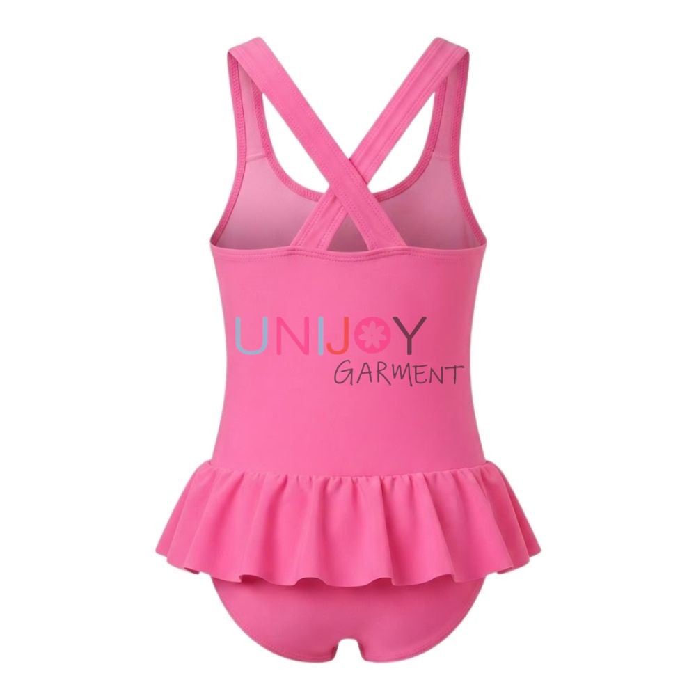 UNGS260812-girls unicorn one-piece swimsuit showing the criss-cross strap construction